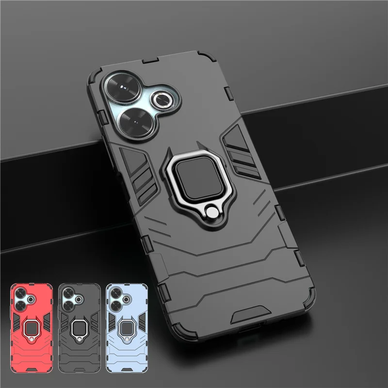 For Xiaomi Poco M6 4G Case Shockproof Armor Magnetic Ring Case For Poko Little M6 M 6 PocoM6 4G Camera Lens Protection Fundas