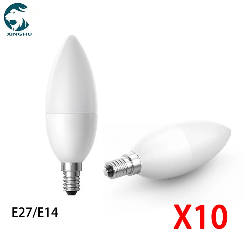 10Pcs/lot E14 E27 LED Candle Bulbs AC 220V led light chandelier  lamp 3W 6W 7W 9W bedroom Lamp Decoration Light Energy Saving