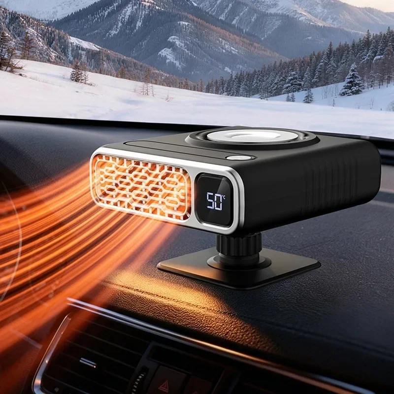12V Portable Car Heater Fan with Digital Display,3 Gear Speed Control Fast Heating for Defrosting Defogging,Auto Dryer Fan