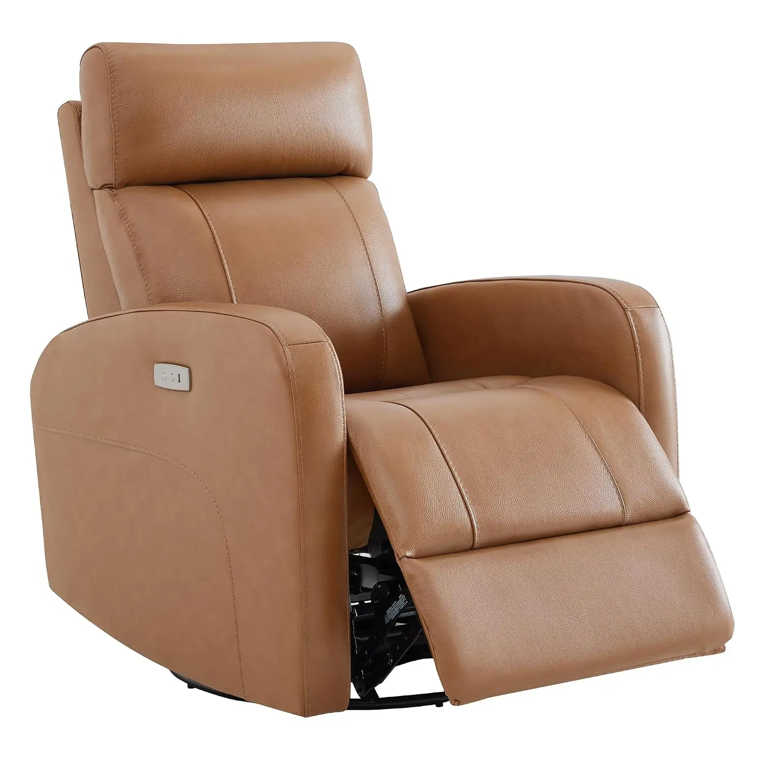 Genuine Leather Power Recliner Chair for Adults, Swivel Glider, Brown
