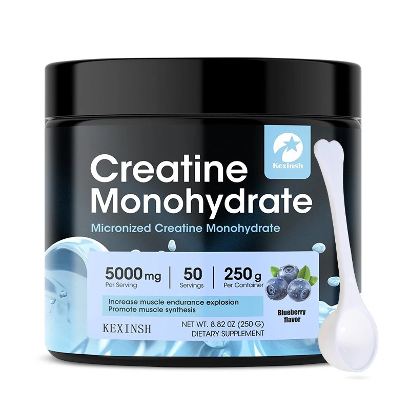 250g Creatine Powder Monohydrate for Muscle Buliding 100% Pure Supplement Blueberry Flavor Sport Energy and Strength