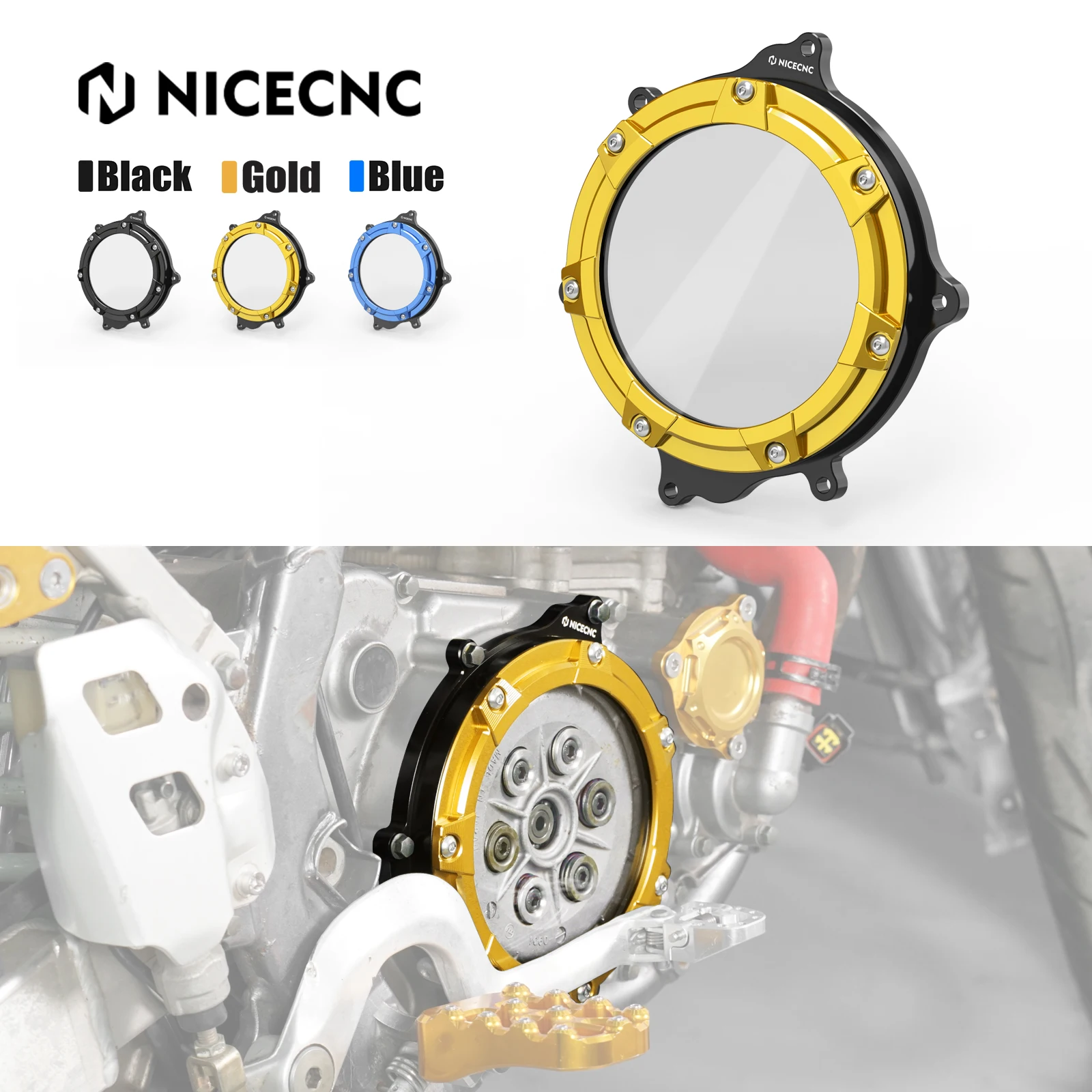 

Motorcycle For Suzuki DRZ 400 E S SM DRZ400 E S SM DRZ400E DRZ400S DRZ400SM 2000-2024 2023 NiceCNC Aluminum Clear Clutch Cover