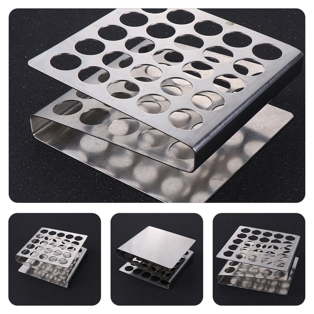 Stainless Steel Test Tube Rack Drying Vial Holder Lab Racks Organizer Makeup Brush