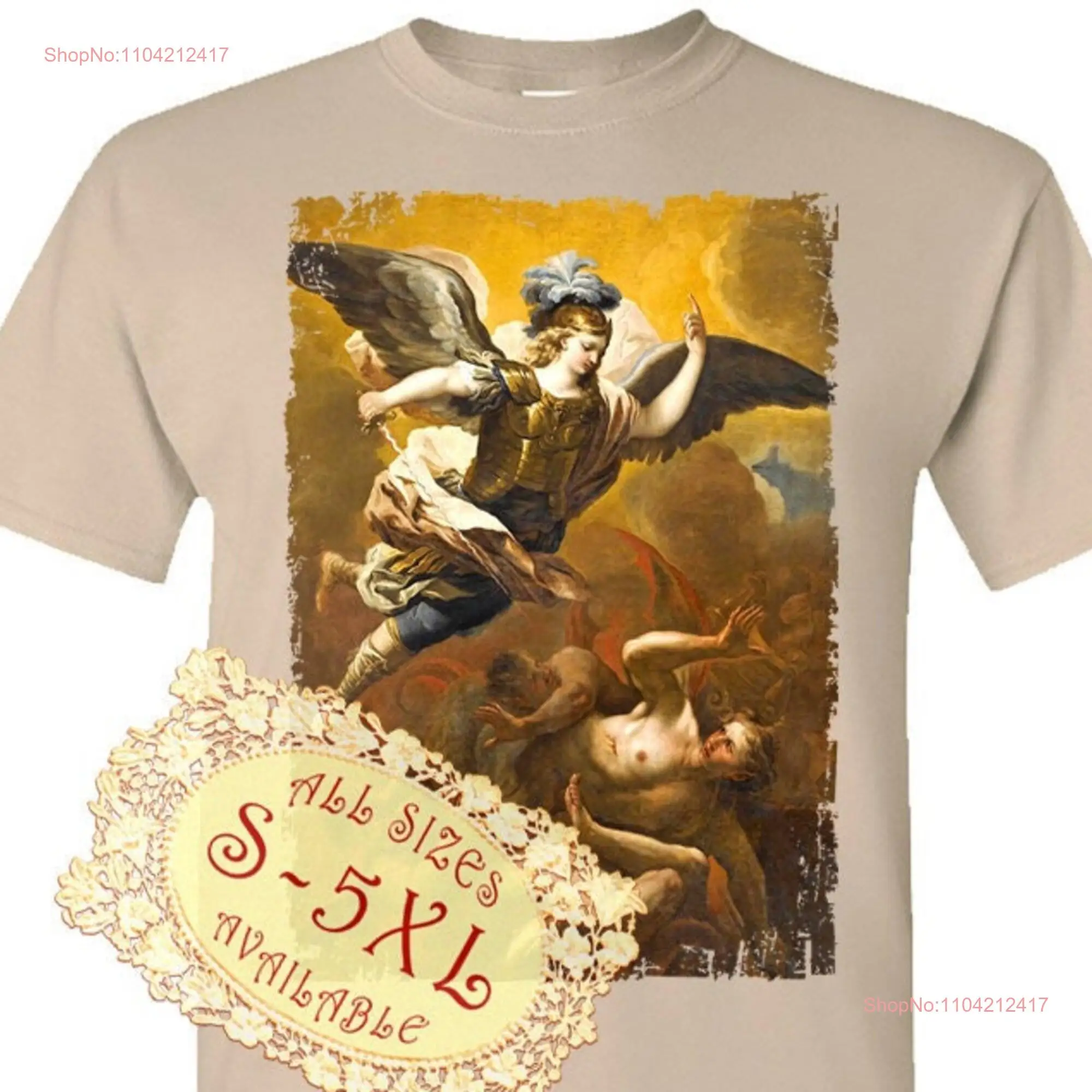 Saint Michael Archangel V18 Catolic Christian Church DTG PRINT Men T Shirt S M L XL 2XL 3XL 4XL 5XL long or short sleeves