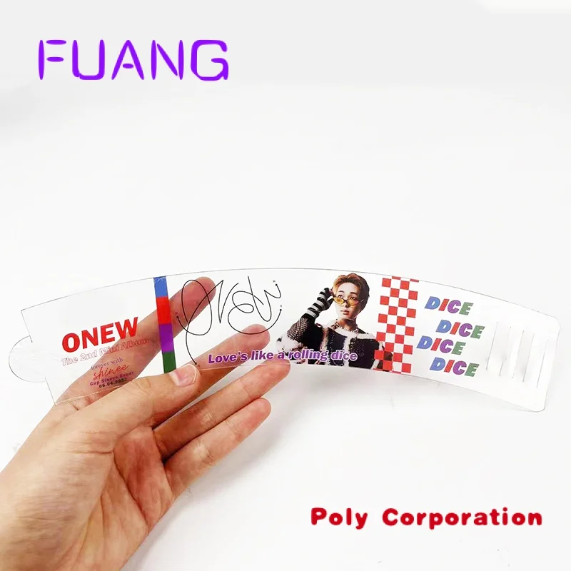 Custom  Wholesale Custom Pvc Transparent plastic cup sleeves with design logo Heat insulation cup holder kpop cupsleeves