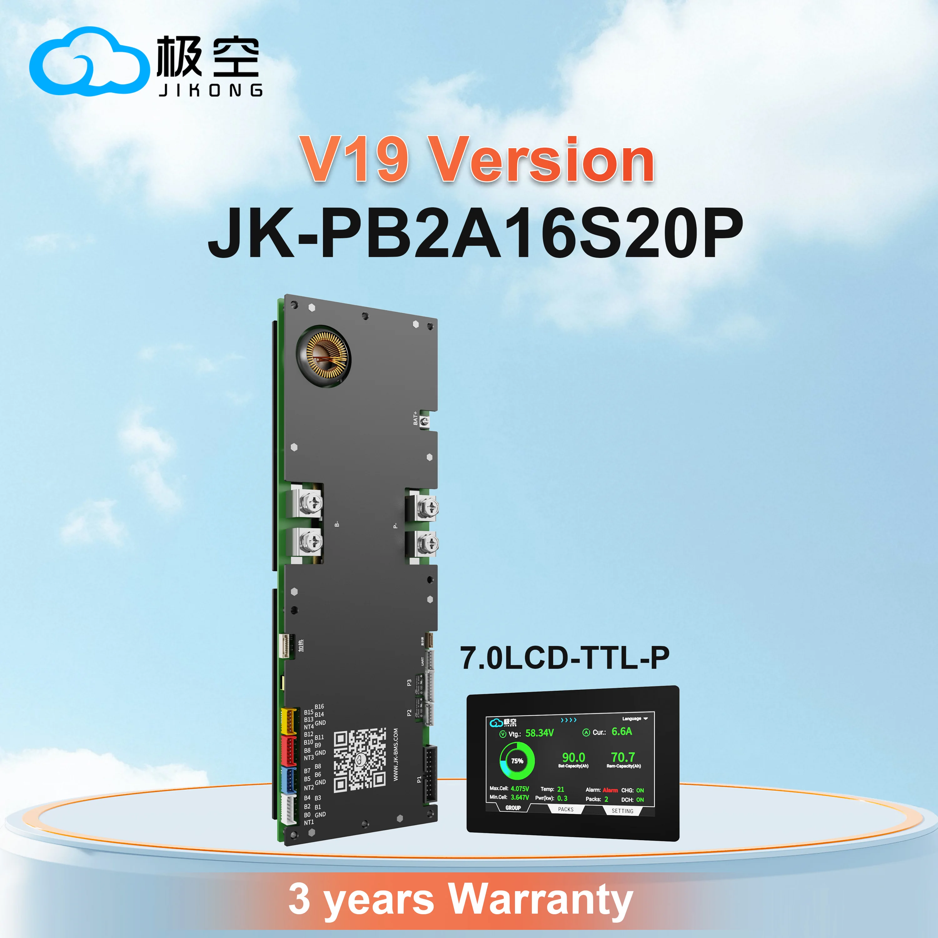 JIKONG PB2A16S20P 200A LiFePo4 Li-Ion LTO Batterie 24V 48V 72V JK Wechselrichter BMS 8S 10S 12S 14S 16S Aktiver Balancer 2A JIKONG BMS