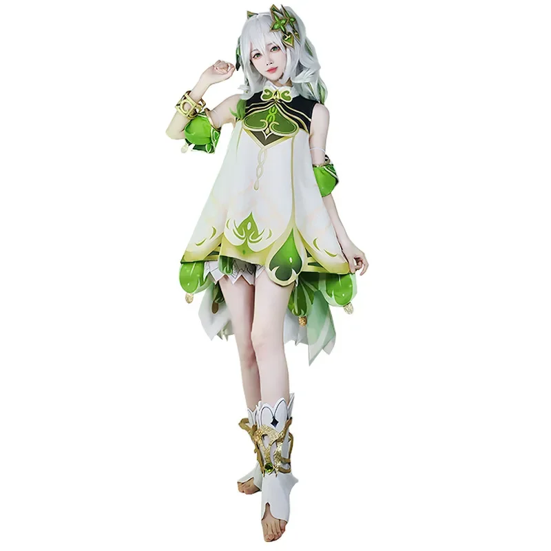 Game Genshin Impact Dendro Archon Nahida Cosplay Costume Cute Halloween Carnival Role Play Women Girls Green Wig Full Suit