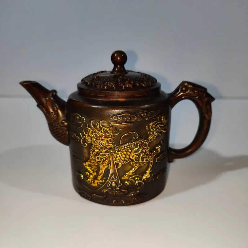 

Antique Antique Wholesale Bronze Bronze Bronze Relief Kirin Pot Copper Teapot Home Decorative Creative Grafts & Crafts