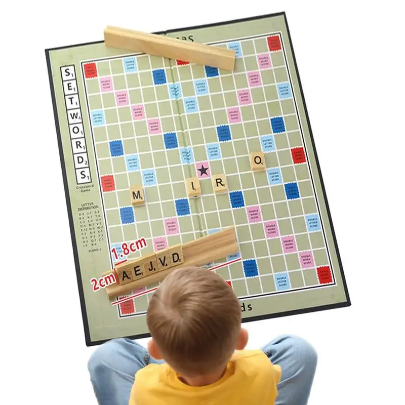 Board Chess Words Spelling Wooden Word Spelling Board Chess Game Nostalgia Parent-Child Interaction Family Friends Gathering