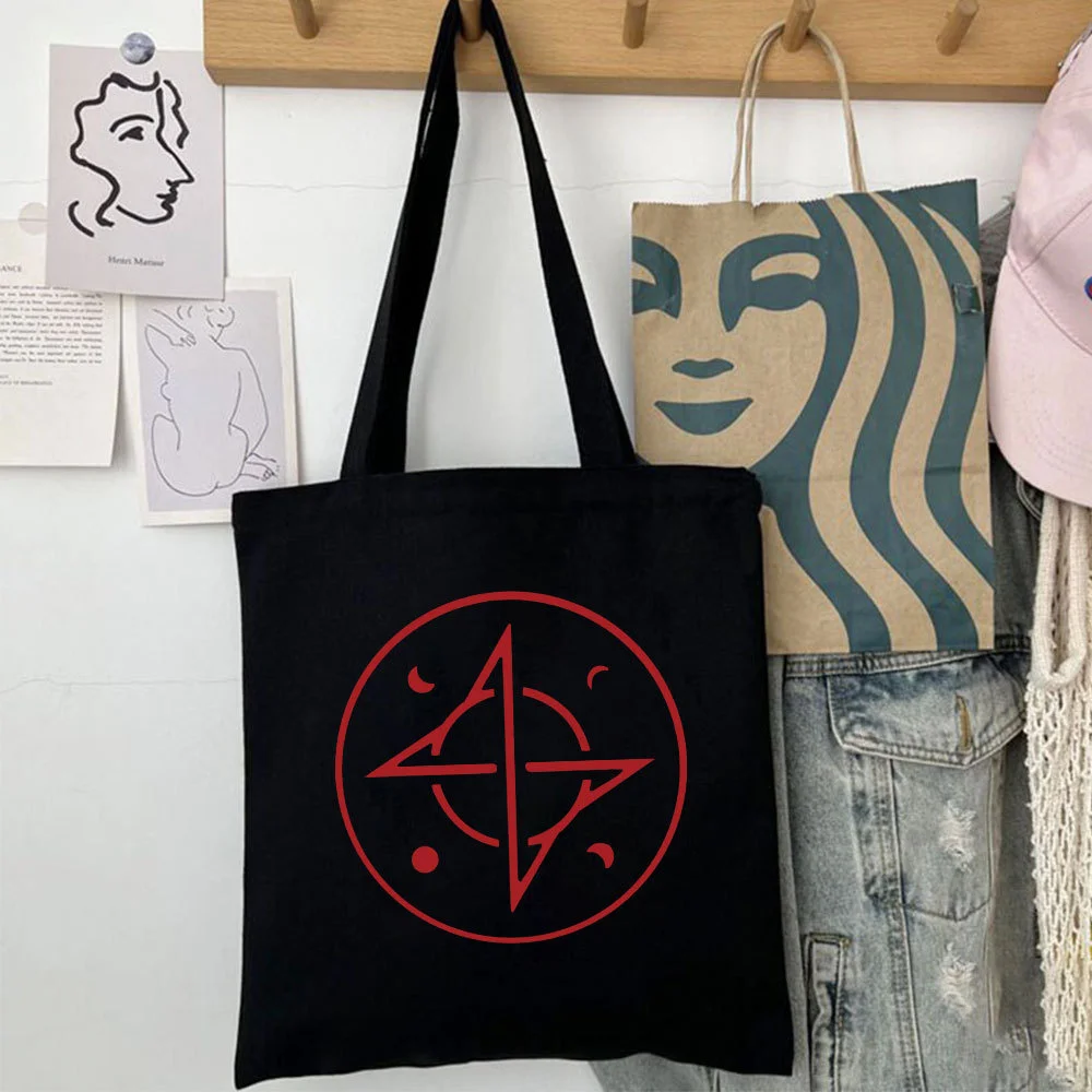 Bolsa de lona con logotipo rojo de Kpop ATEEZ Album, bolso de algodón versátil clásico, bolso con cremallera, colección de regalos para fanáticos de Hongjoong Seonghwa Yunho