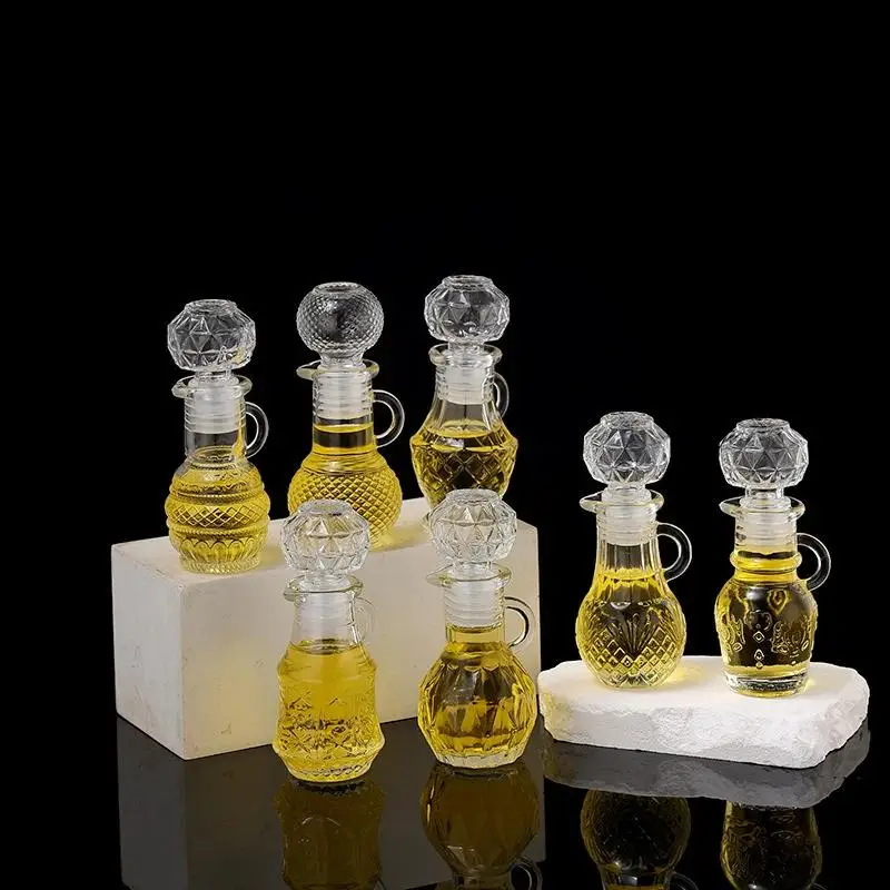 50ML Empty Mini Glass Whisky Liquor Bottle Transparent With Screw Cap Handle Sample Wine Decanter Packaging Bottle