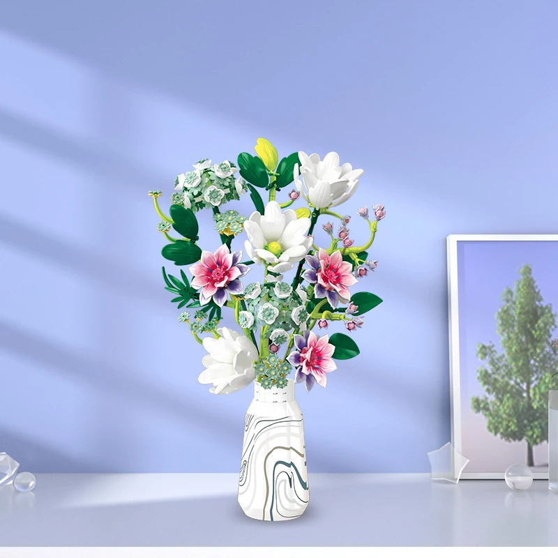 

The latest romantic flower bouquets, building blocks, creative home desks, plant decorations, toys, children and adults, gifts f