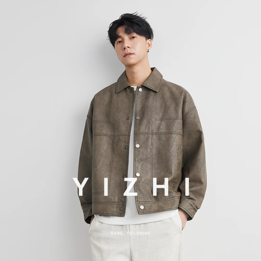 

Fashion Men‘s Leather Jacket British Style 2025 Autumn Winter Retro Warm Solid Casual Slimming Short Jacket Coats Men Clothing