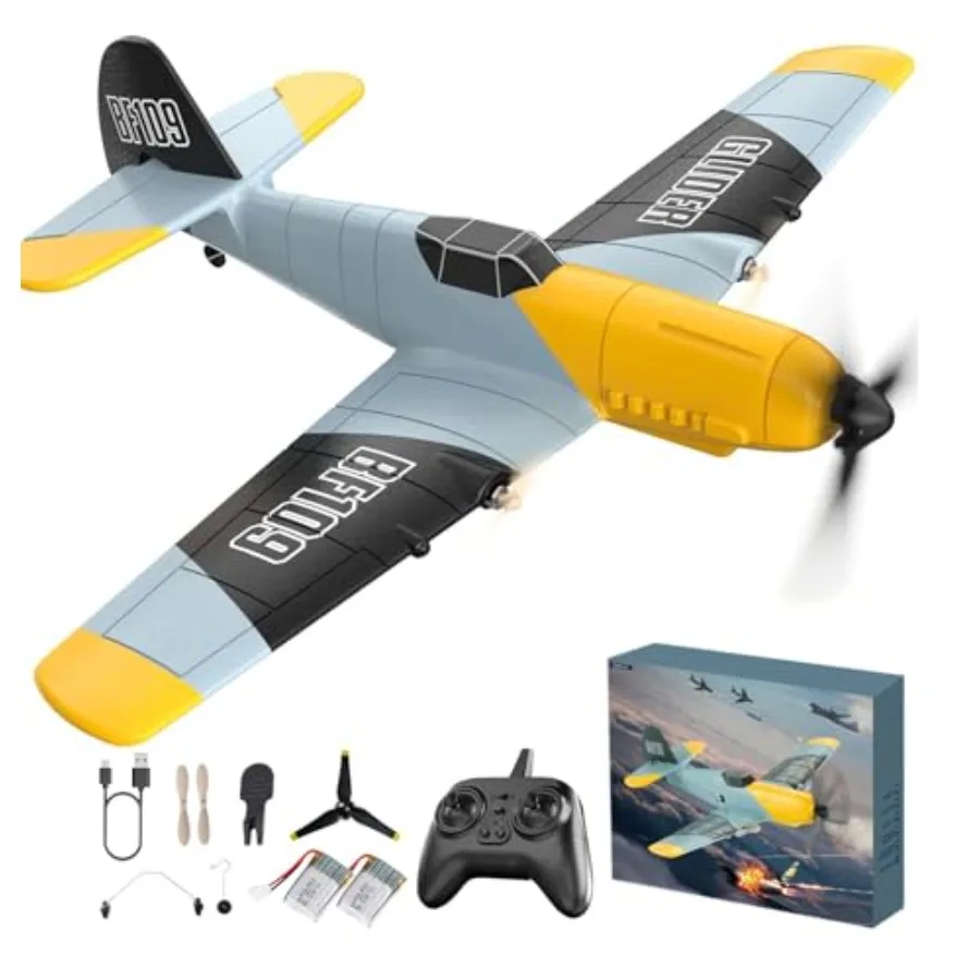 RC Plane for outdoor flying, EPP foam material, red and gray color, 6-axis gyro stabilizer ensures easy control for beginners,