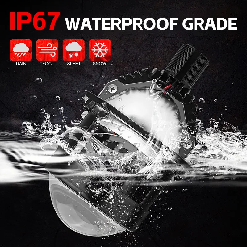 2PCS LED 2.5 Inch Bi Led Projector Lens Light H4 H7 9005/HB3 9006/HB4 100W Car Headlight Bulb High Low Beam 6000K Diode 20000LM