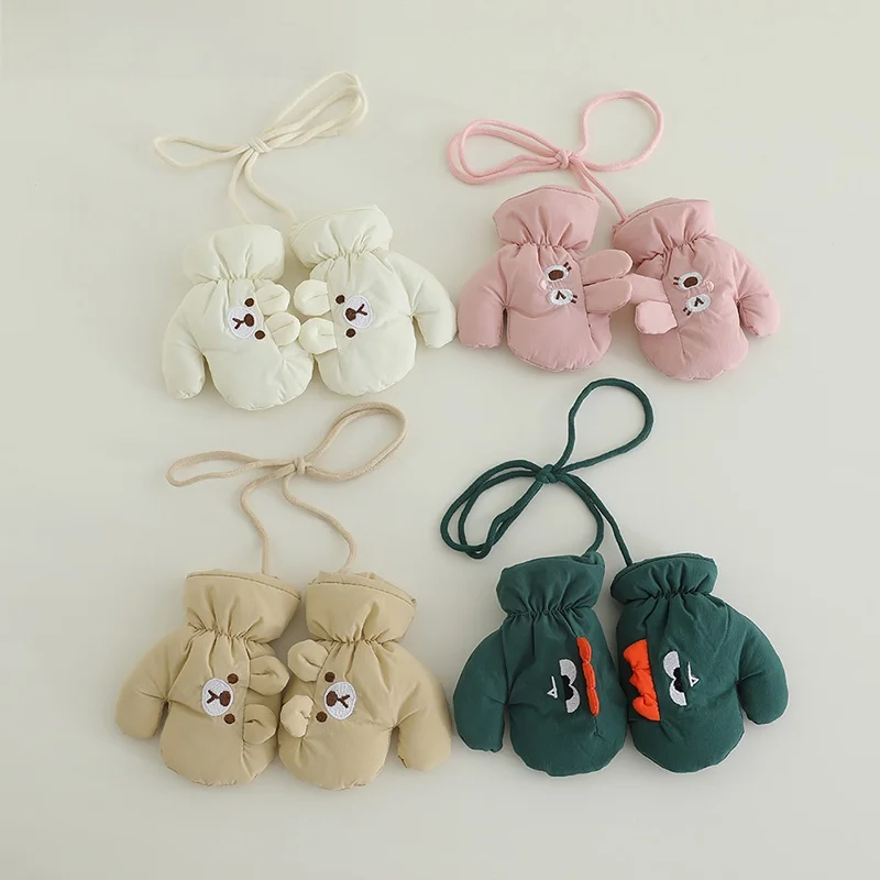 thiened-fce-children's-gloves-ne-connected-fingerl-women's-sle-warmth-protection-cold-proof-skiing-casual-gloves