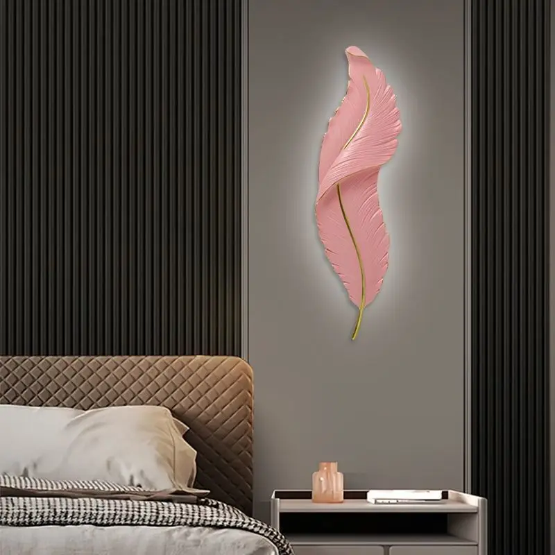 Wall lamp living room light luxury creative headboard porch feather modern simple TV background