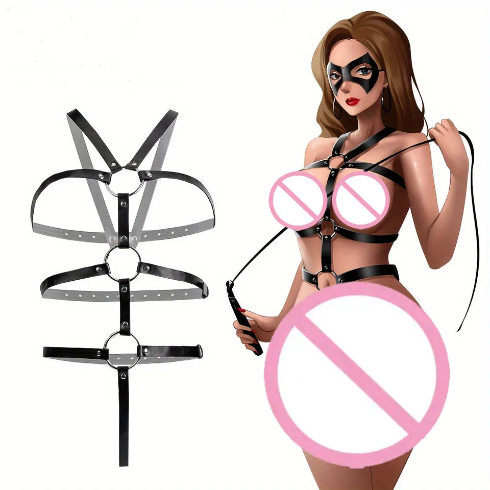 

Sexy Underwear Leather Harness Set Garter Belts Women Bra Straps Body Belts Waist To Leg Body Bondage Cage Fetish