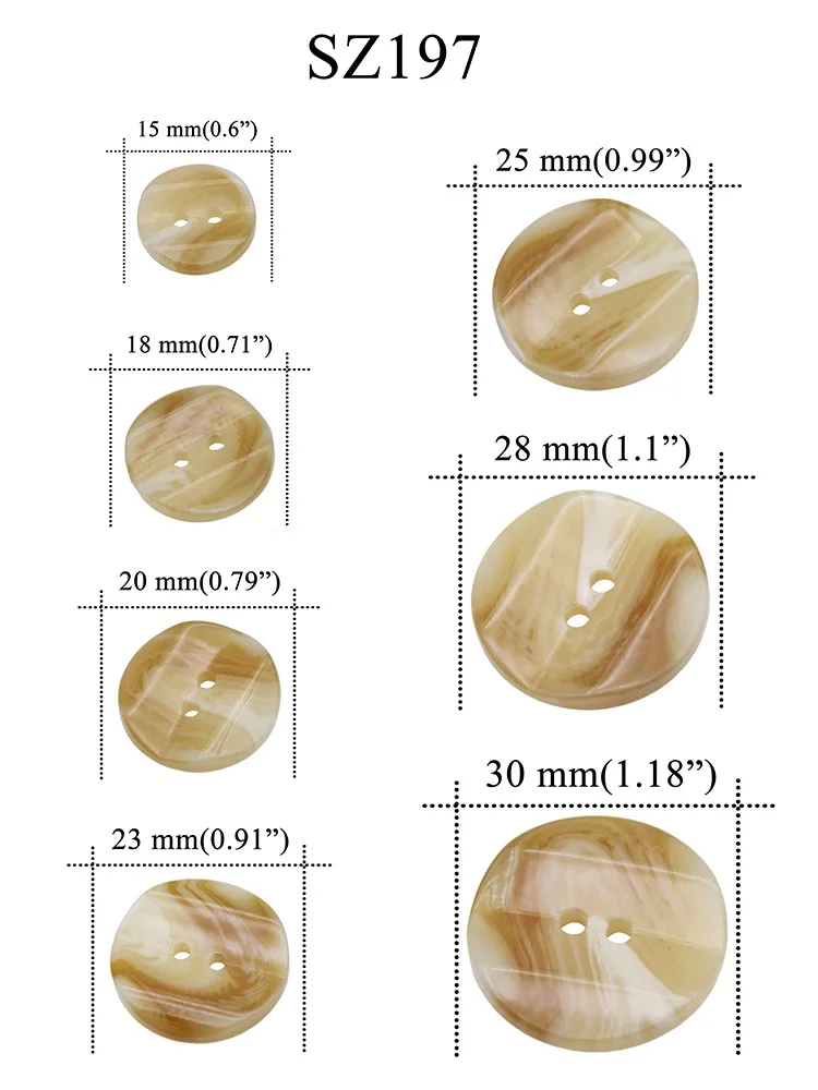 Fade Resin Suit Buttons Sewing Accessories For Shirt Uneven Stylar Marble Grain Clothes Button 2 Holes 15mm-30mm 10PCs, 30PCs