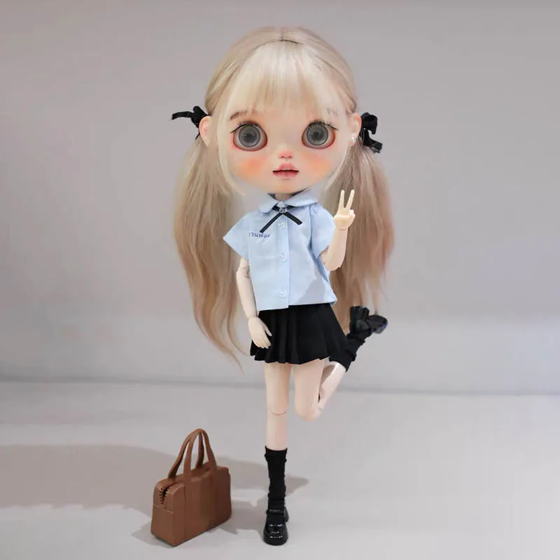 ICY DBS Blyth Doll Clothe Thai Style Small Fresh School Uniform Set For OB24 Azone Blyth Doll Daily DIY Dress Up Clothing