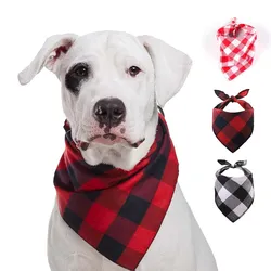 Classic Red Black Plaid Pet Dog Bandana Cat Puppy Kerchief Pet Dog Accessories Pet Neckerchief Scarf Dog Saliva Towel