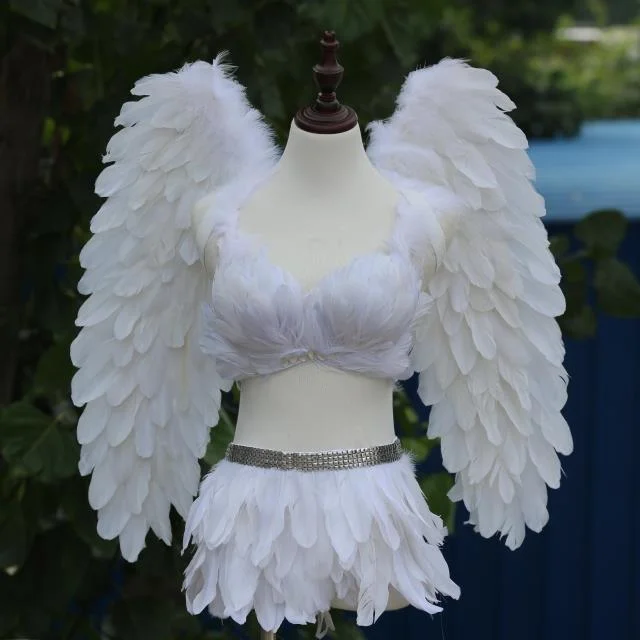 New Model Feather Dress Women Catwalk Night Show Feather Wings Photo Props Lady Photography Props Adlut Fashion Suit Handmade