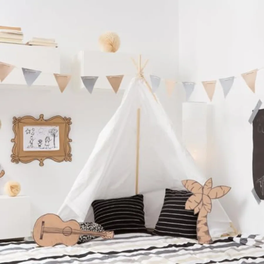 12 paquetes de tienda tipi con luces de cadena de 10 pies, tienda tipi de juego para niñas y niños, tiendas plegables para interiores y exteriores para cumpleaños