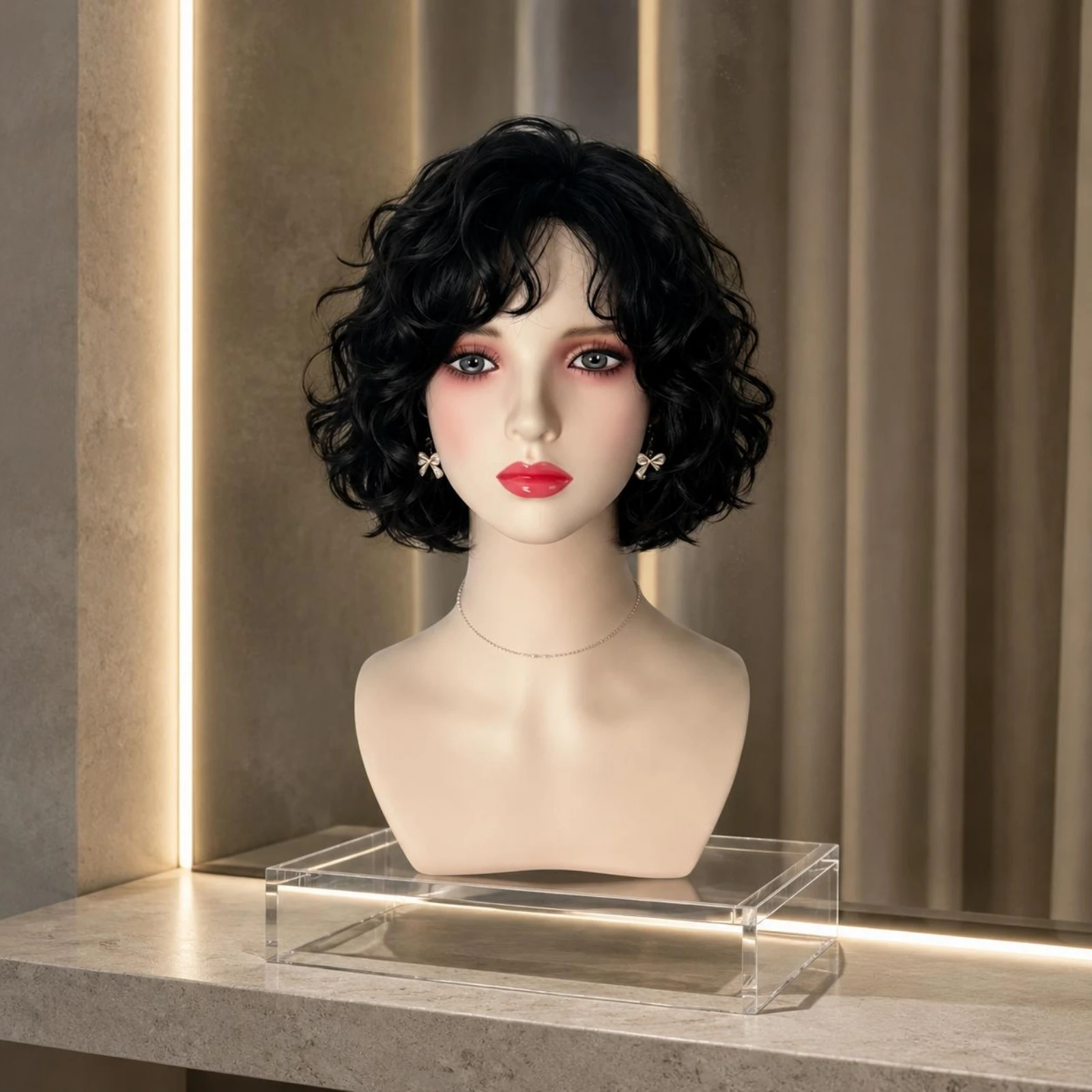ヘアピース用マネキンヘッド　均一な肌色　ヘアピース展示用ヘッド