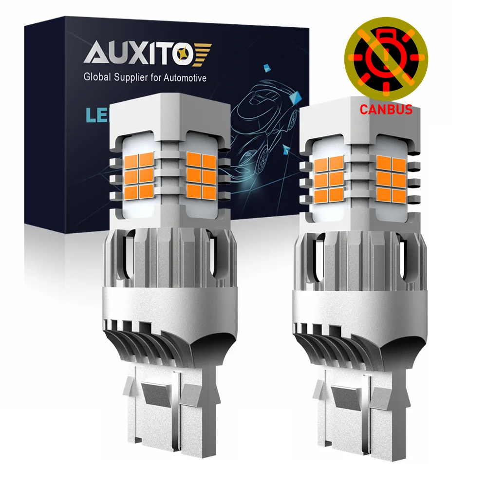 AUXITO W21W WY21W T20 7440 LED żarówka Canbus nie Hyper Flash 7440 kierunkowskaz LED bursztynowy brak błędu dla Toyota Ford Nissan Rogue 2015