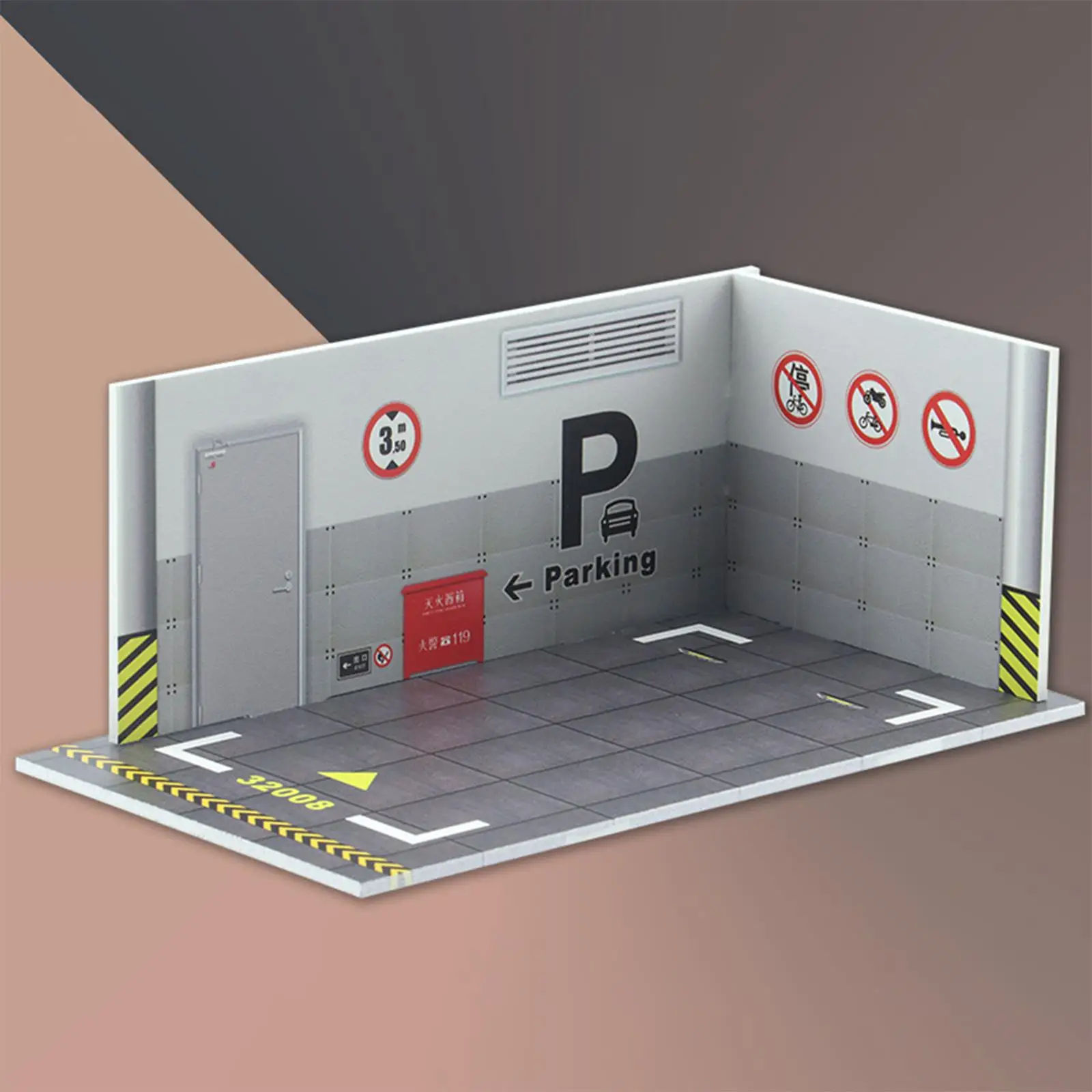1 32 Model Car Parking Lot Scene Simulation Toy Display Cabinet Miniature Garage Building for Collection or Office