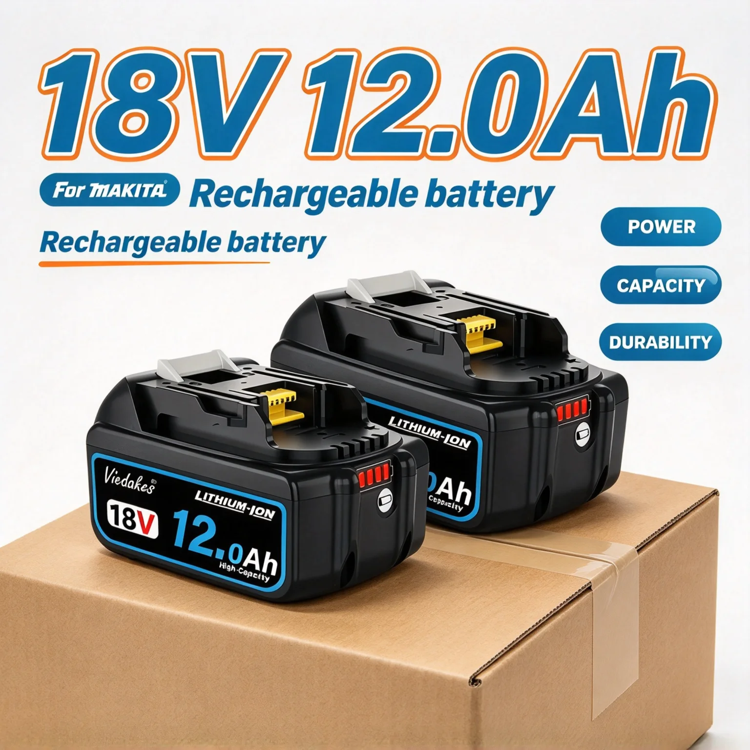 NEW 18V 12000mAh High capacity Battery, 18V 8AH/10AH/12AH Rechargeable battery,For Makita 18V DTW700 DGA404 DDF487 DJV182 HR140Z