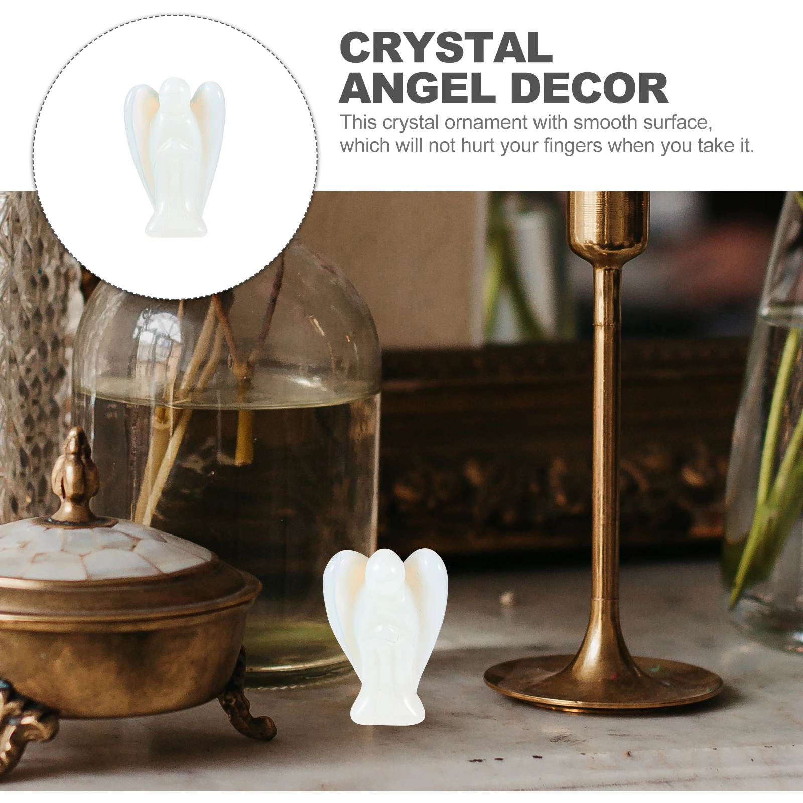 

Crystal Angel Statue Figurines Jade Ornaments Home Decor Semi Precious Stones Garden Office Bedroom Study Wedding