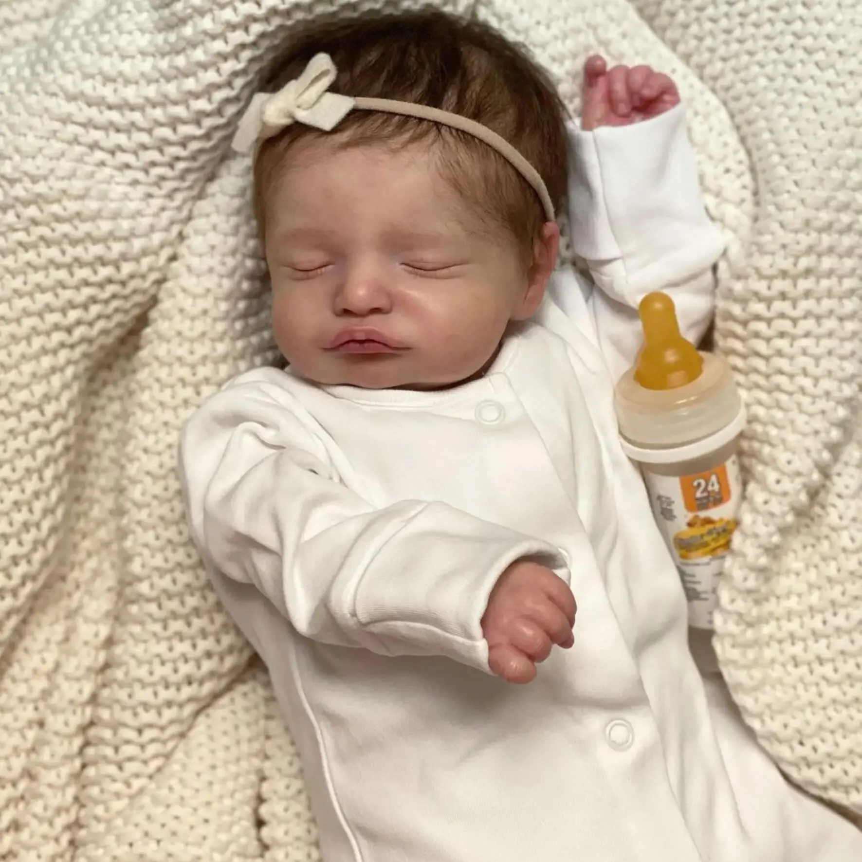 19-calowa skóra 3D z widocznymi żyłami 48 CM Tkanina Ciało Miękkie winylowe kończynki Asleep Reborn Baby Doll Zabawka dla dziewczynki Realistyczny prezent urodzinowy