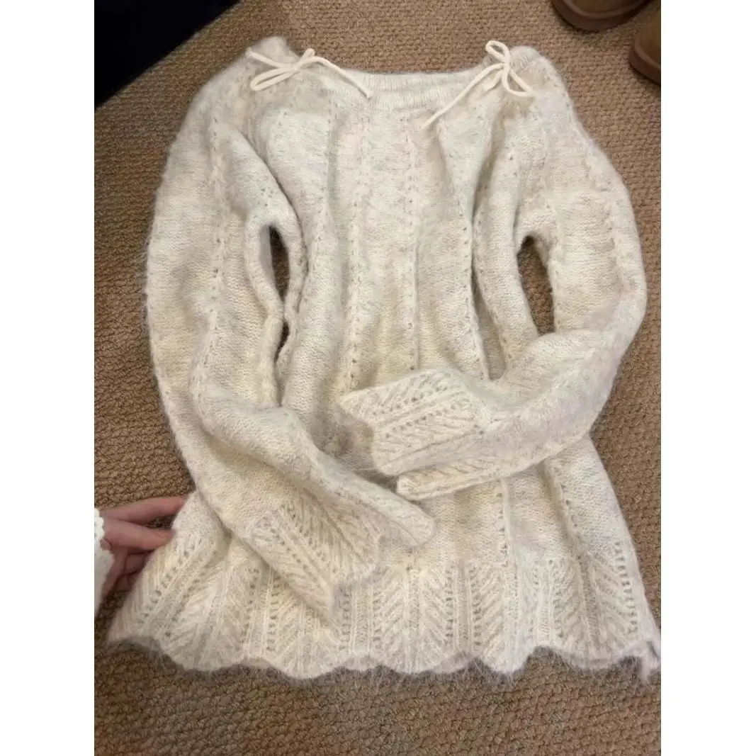 Winter Woman Korean Fashion Cute Pullover Sweet 2000s Sweater Elegant Oversize Knitwears Designer Aesthetic Chic Female Autumn image 6