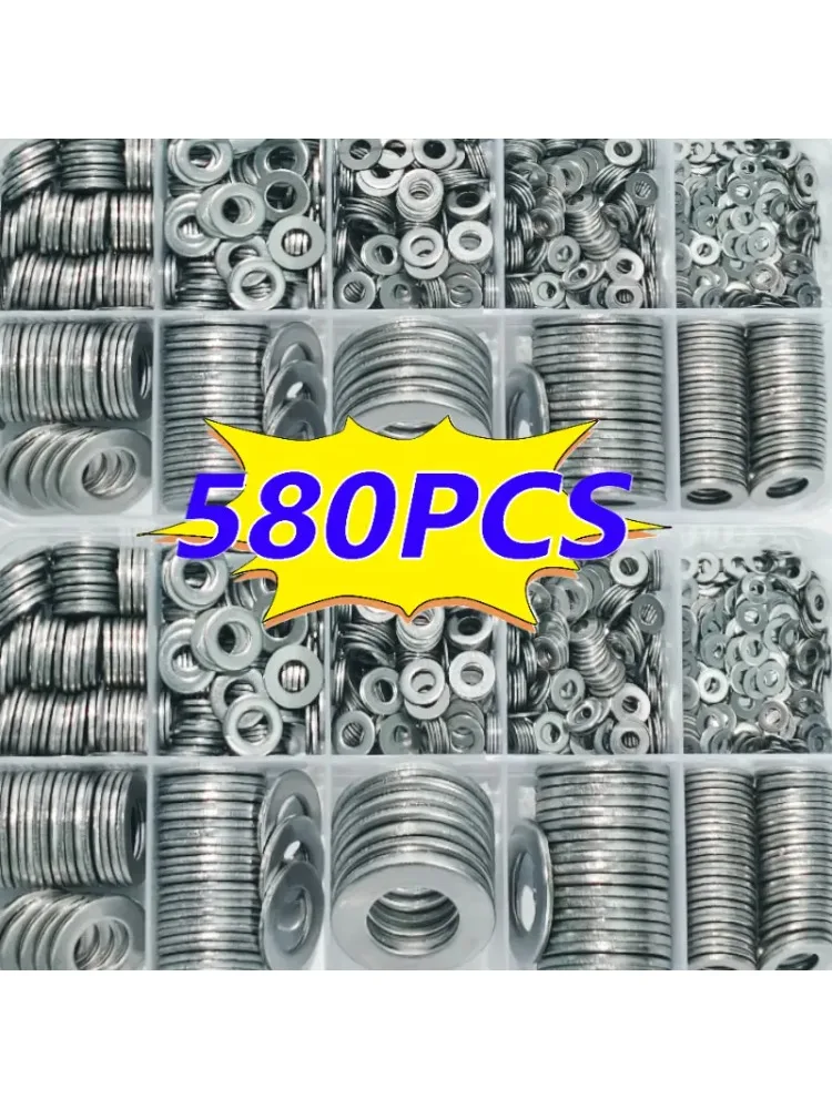 580 stuks platte sluitring set schroefbevestiging accessoires M2-M12 geschikt voor thuis en industrieel gebruik - afbeelding 2