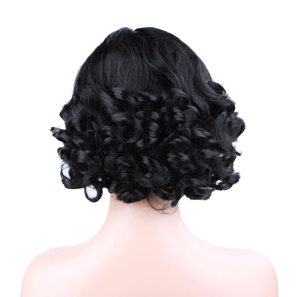 Curly Synthetic Rubber Part Wigs for Women Short Curly Synthetic Wigs Afro Curly Hair Black Curly Synthetic Middle Part Hair Wig