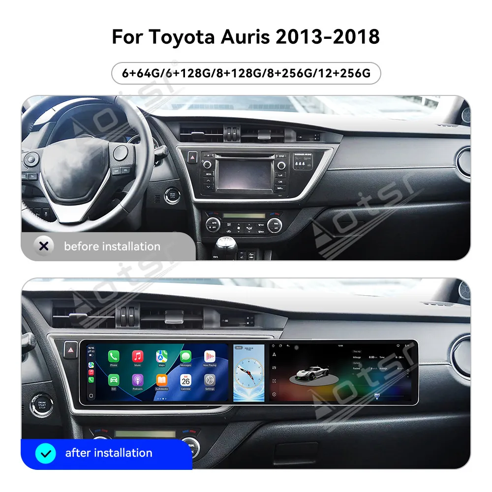 Lizpofly Android 15 Triple Screen Car Radio For Toyota Auris 2013-2018 CarPlay GPS Navigation Multimedia Player Head Unit