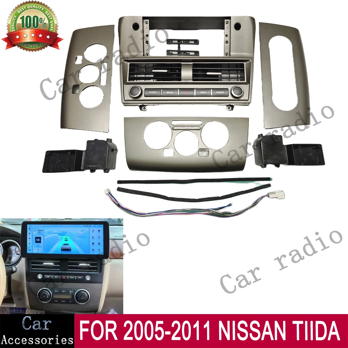 Autoradio Android 12,3 pouces pour NISSAN TIIDA 2005-2011, avec cadre, lecteur multimédia, unité principale, panneau de tableau de bord, couvercle de tableau de bord