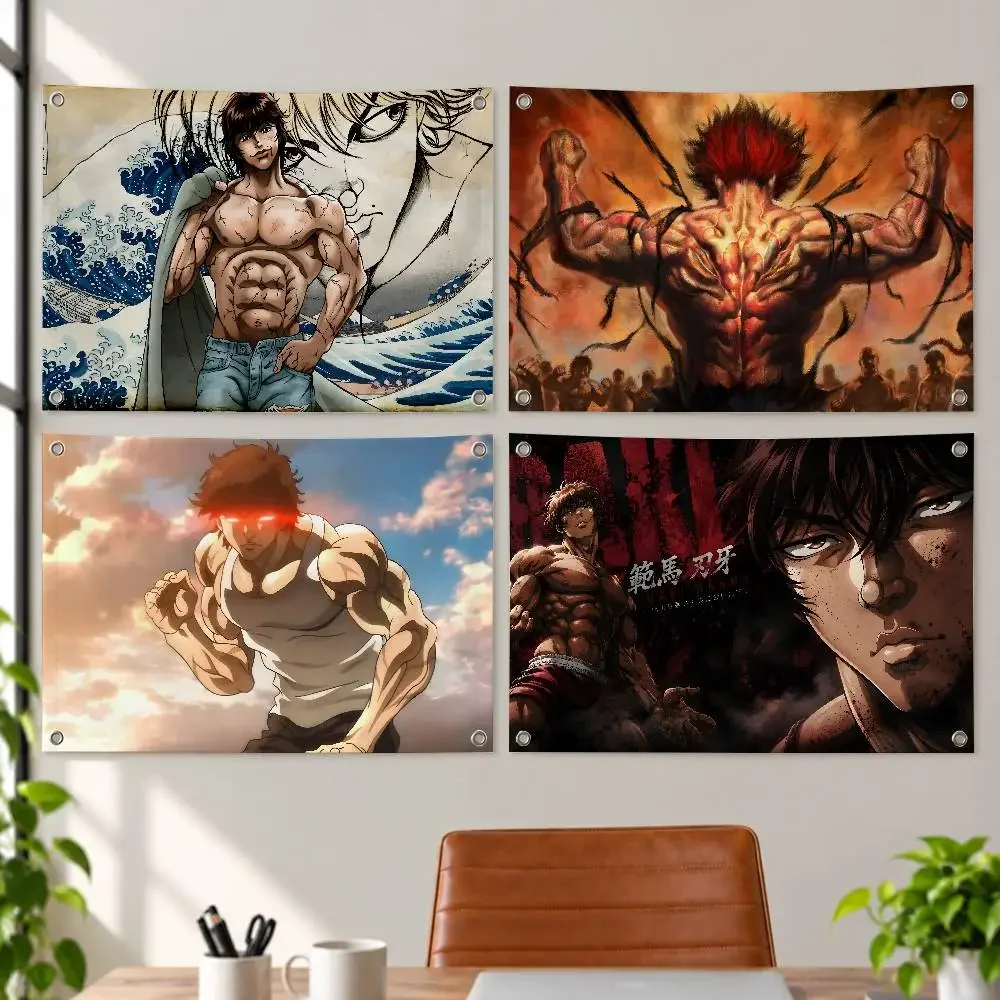 Baki the Grappler Aesthetic Wall Tapestry Flag Printed Wall Hanging Living Room Party Outdoor Decor
