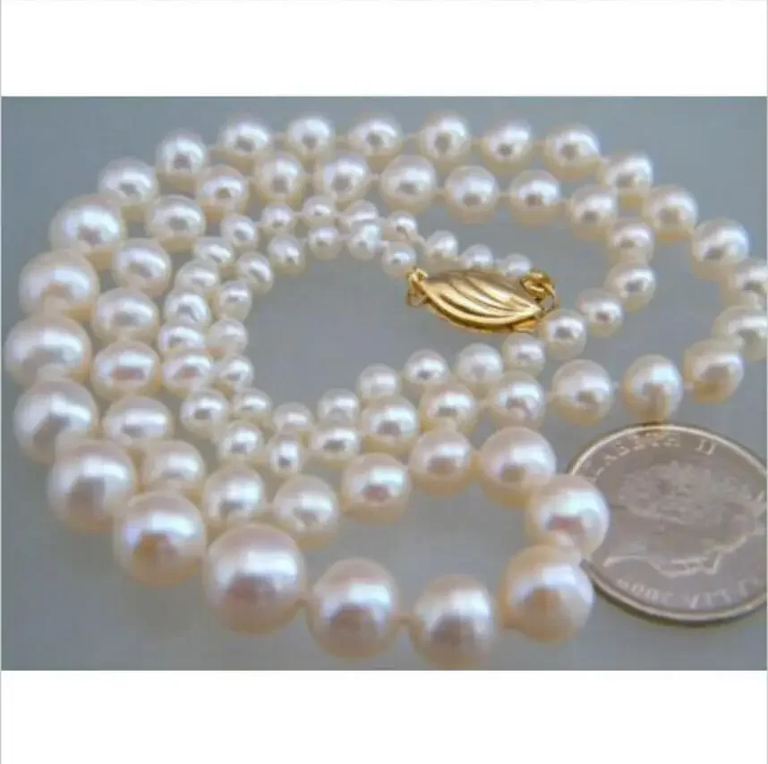 

Fashion jewelry classic AAA9-11MM SOUTH SEA WHITE ROUND PEARL NECKLACE 18INCH 14K