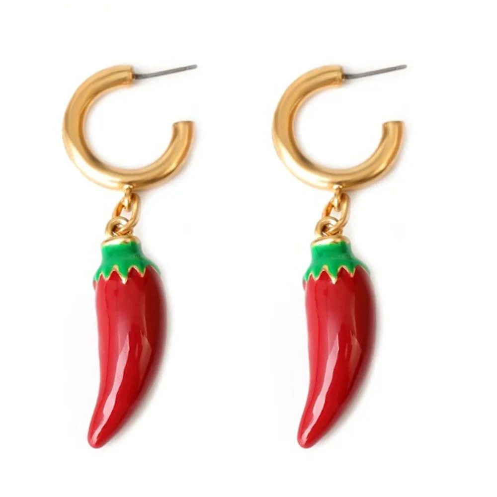 Funny Red Pepper Chili Pendant Drop Earrings Pendientes Girl Women Cute Creative Vegetables Gift Jewelry Accessories