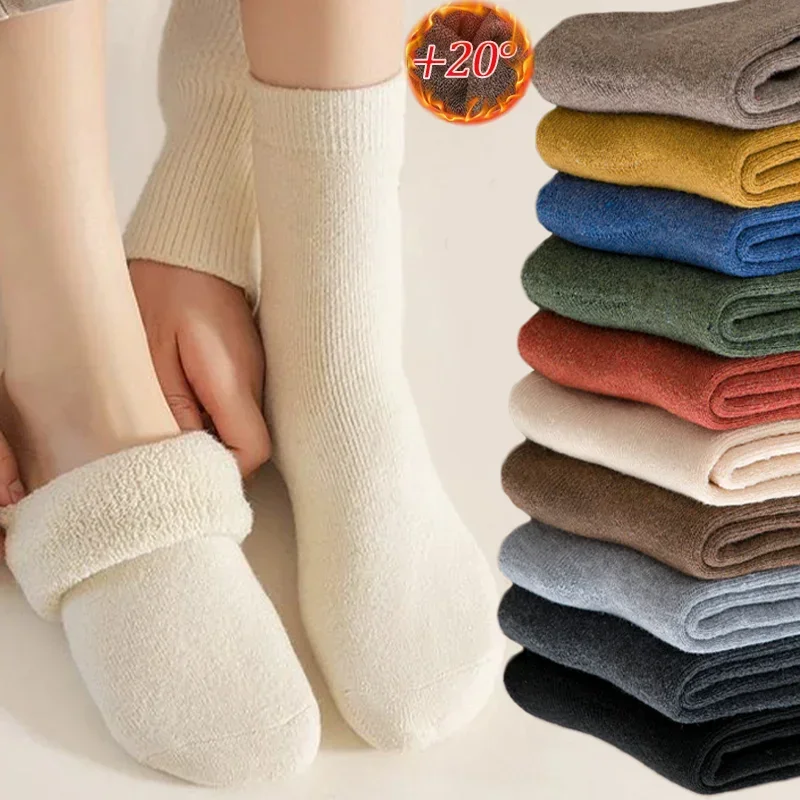 Winter warm verdicken Kaschmir weiche Schnees ocken Samt thermisch einfarbig Schlaf nach Hause Boden einfache Socken Unisex Haut nahtlose Socken