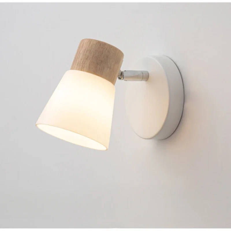 

Nice Japanese Style Wooden Wall Lamp Bedroom Study Glass Bedside Lamp Minimalist Lighting Fixtures