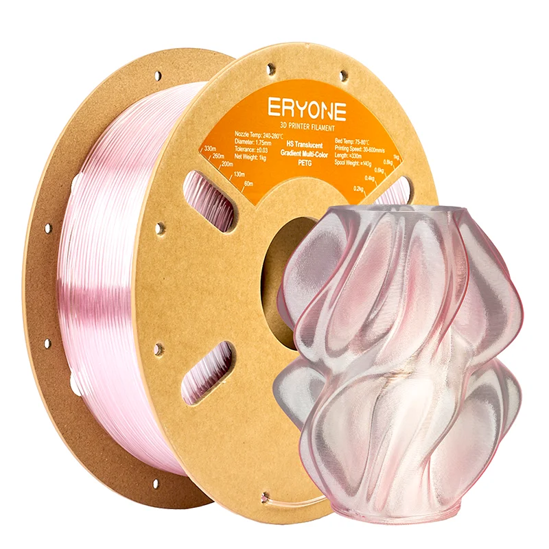 Filament PETG translucide dégradé multicolore ERYONE HS compatible avec la plupart des imprimantes FDM 1KG/3KG/7KG/11KG