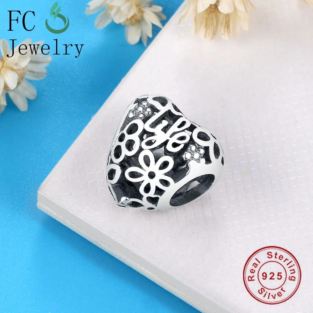 FC Jewelry Fit Original BrandCharms Bracelet 925 Sterling Silver Letter Love Heart Flower Dragonfly Flower Making Berloque DIY