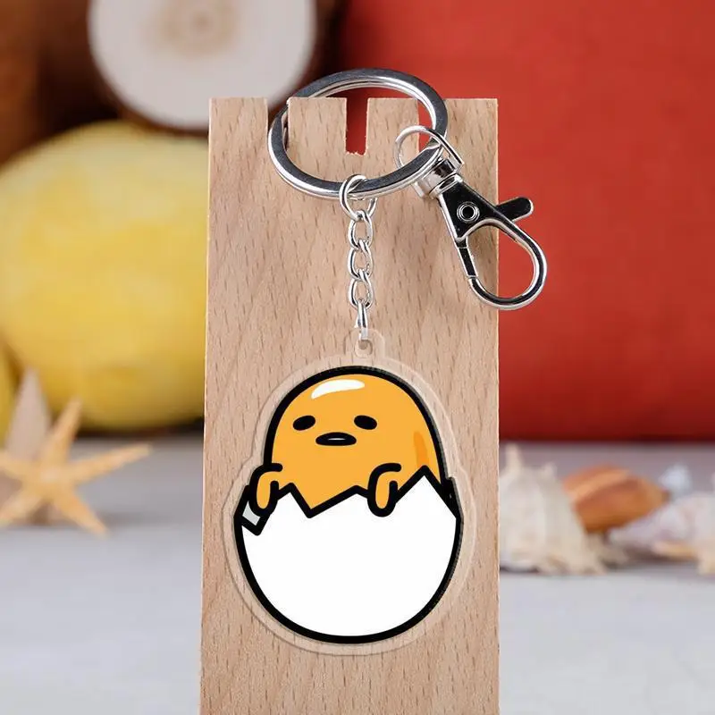 Sanrio Gudetama Keychain Cartoon Acrylic Schoolbag Pendant Keyring Fashion Car Key Chains Jewelry Gift Decoration Accessories