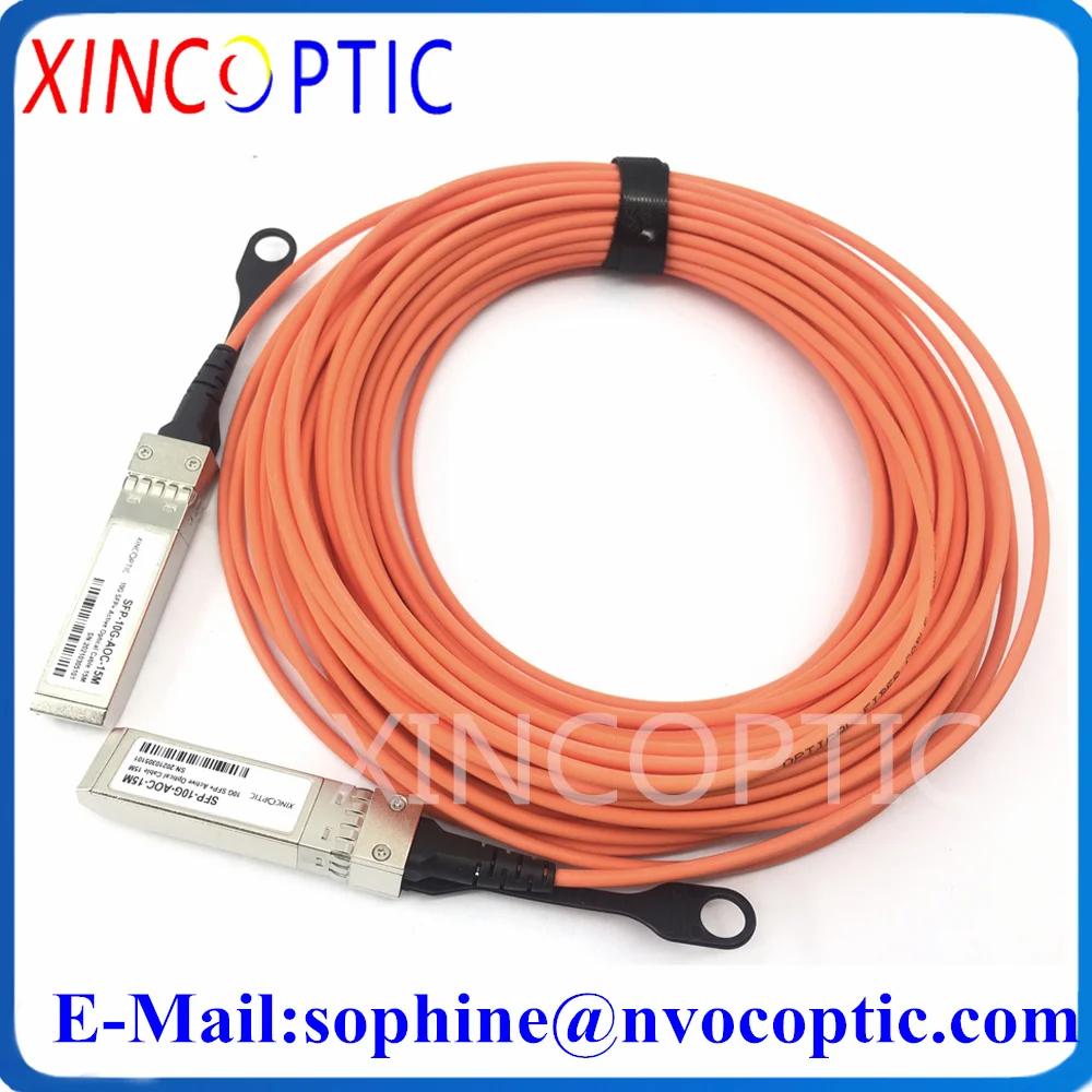 

2Pcs 10GBASE OM2 SFP+ AOC 15Mts Cable,OM3 Orange Active Optical,10G Multi Mode MMF 15M Fiber Optic Module