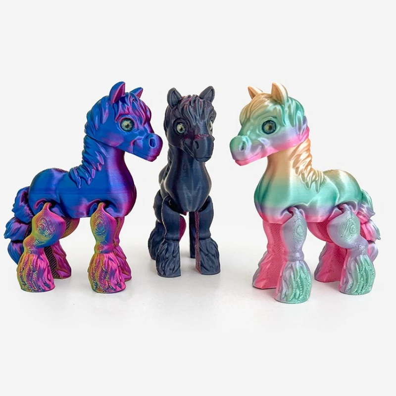 Caballo Impreso en 3D Multiarticulado y Móvil, Mini Juguete Antiestrés, Divertido Caballo del Zodiaco, Adorno para el Hogar y la Oficina