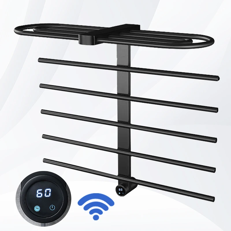 

OXG Electric Heated Towel Rack Energy-Saving Built-In Timer Bathroom Heated Towel Rail With Top Shelf Can Support Wifi Control