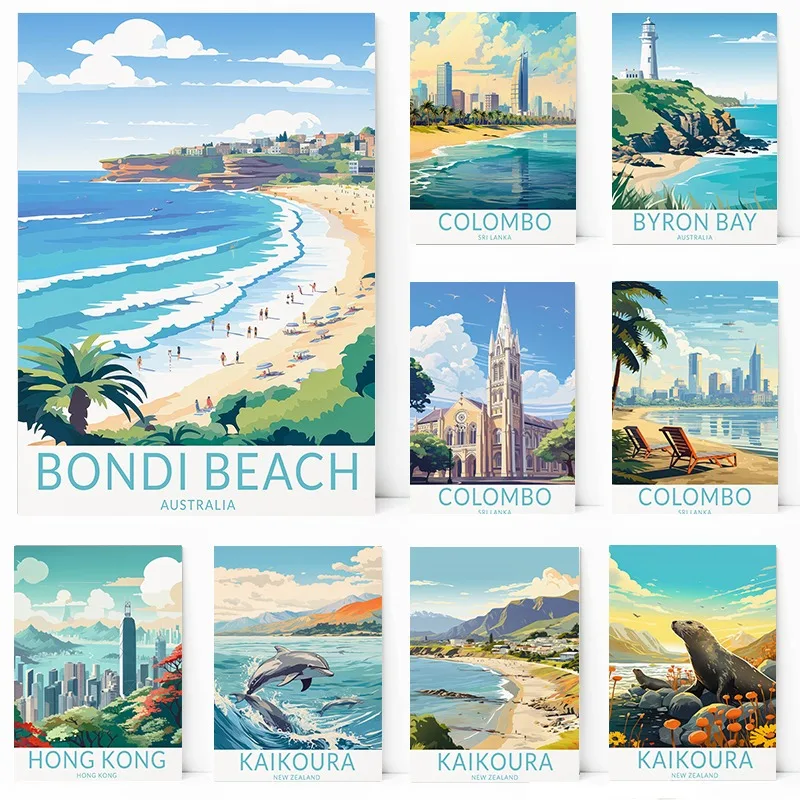 Bondi Beach Byron Bay  Australia Colombo Sri Lanka Travel  Poster Canvas Printing Decor Living Room Bedroom Wall Art Home Decor